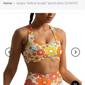 Aoxjox "Define Sculpt" Sports Bra Flower Print Size Medium Padded NWOT
